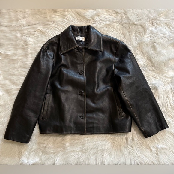 Kallmeyer Remi Cropped Jacket Leather Black Distressed Large - Picture 2 of 9